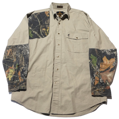 #ad #ad BROWNING Super Natural Men’s Hunting Snap Button Shooting Shirt Khaki Size Large $24.99