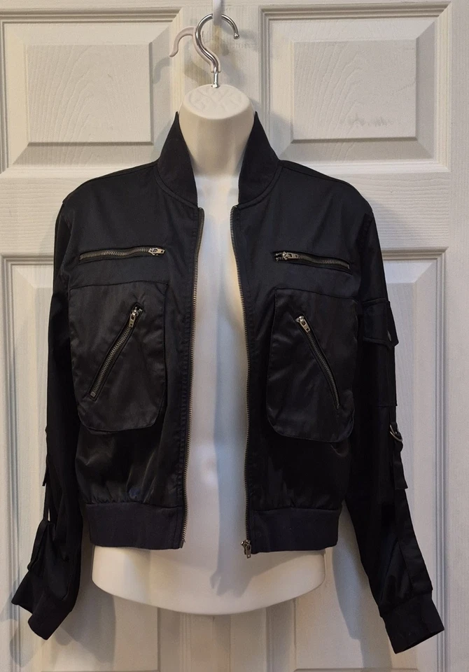 Jaqueta jeans Younique paraquedas cosplay militar LARP Rave anos 90 Y2K - Imagem 3 de 4