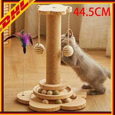 Katzenkratzbaum Drehbares Katzenspielzeug Interaktiven Rotierenden Bällen 44.5cm