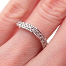 925 Sterling Silver Round-Cut C Z Half Eternity Wavy Band Ring Size 5.25