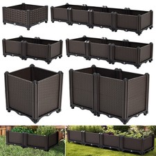 Garden Plastic Raised Vegetable Planter Outdoor Flower Trough Herb Grow Bed Box