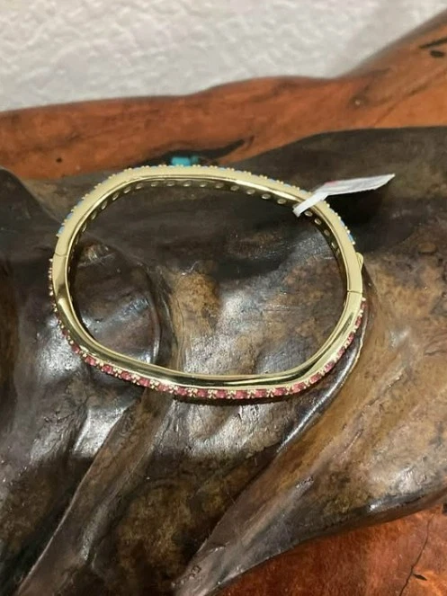 Brazalete Kendra Scott Chandler Azul Ópalo Rosa Cristal Mezcla Oro talla S/M Nuevo con Etiquetas Foto 2 de 4