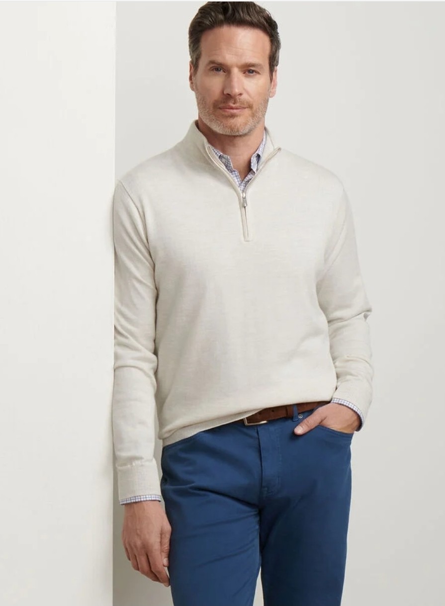 $195 Peter Millar Crest Solid Regular Fit Quarter Zip Sweater