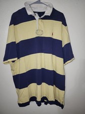 Ralph Lauren Polo Shirt Men XXL Yellow Blue Rugby Red Pony Color Block Y2K