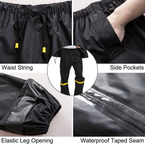 Trajes de lluvia clásicos para hombre equipo de lluvia transpirable para trabajo impermeable, abrigo con capucha - Imagen 3 de 12