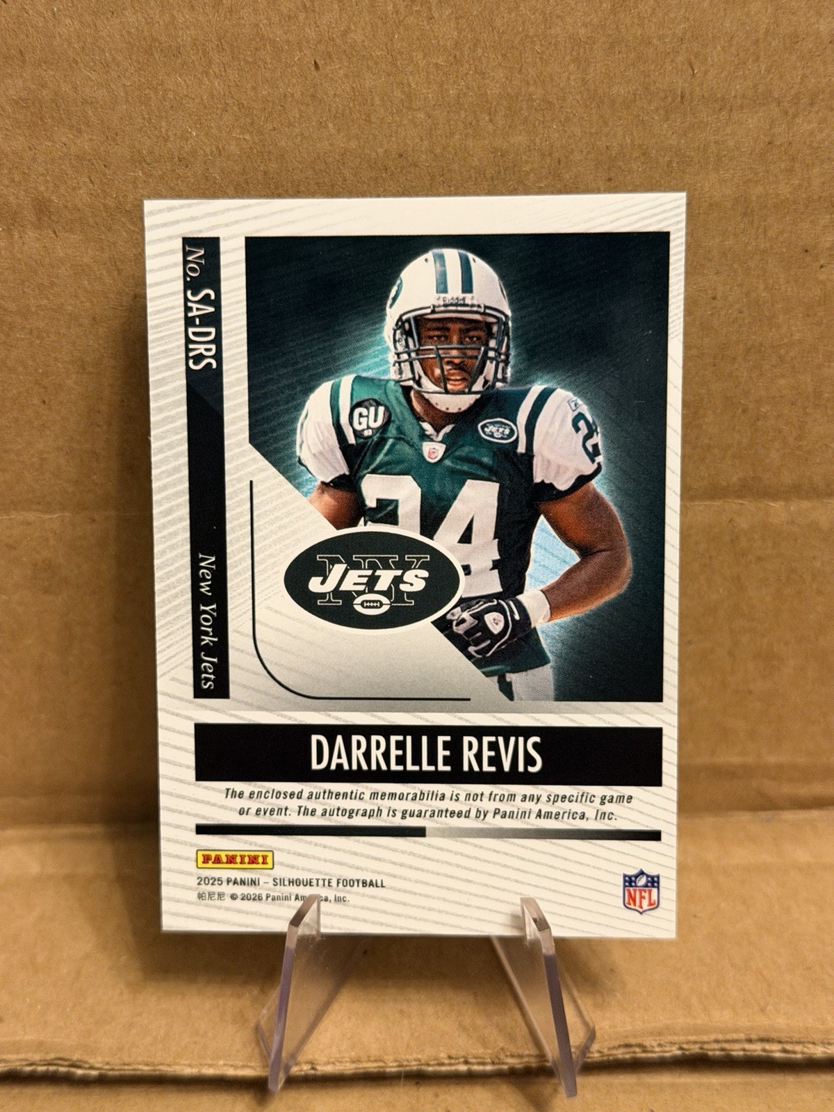 DARRELLE REVIS 2025 PANINI SILHOUETTE AUTO JERSEY PATCH /99 #SA-DRS JETS Q6739 view 6