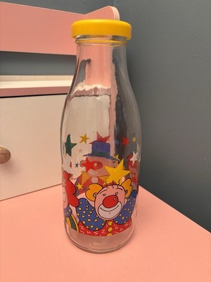 La Parfait Glas Clown Milchflasche mit Deckel Vintage, selten, Sammlerstück 