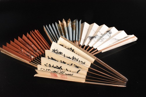 F5098: Japanischer Holzpapier Klappventilator/Sensu Konvolut Verkauf - Bild 6 von 9