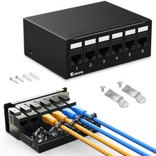 6Port Patch Panel CAT6 Keystone Patch Panel Shielded Network Patch Patch with...