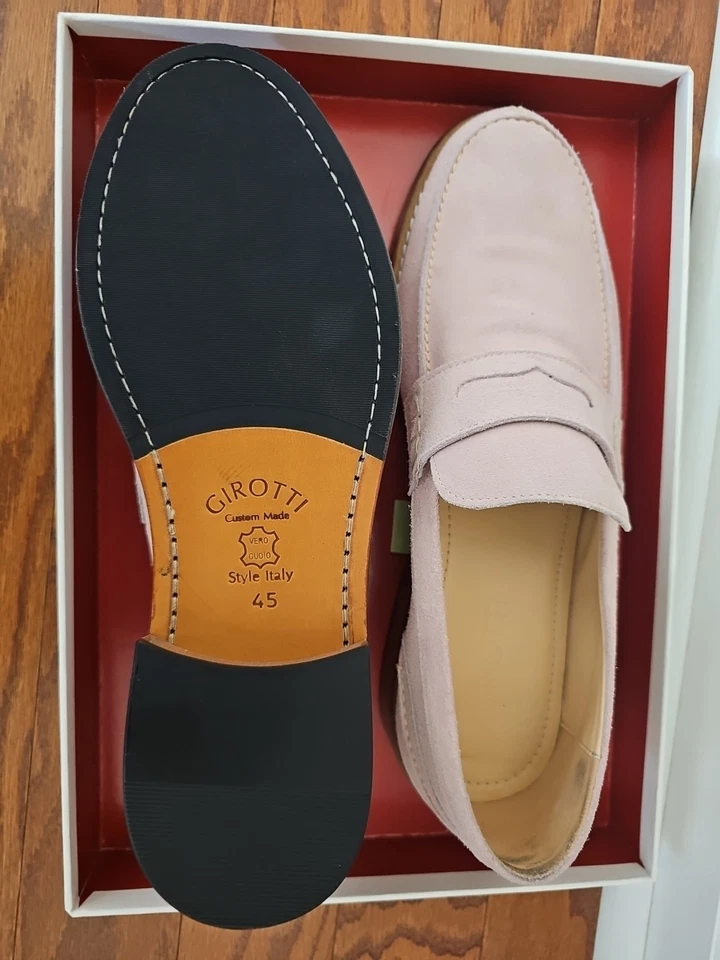 Zapatos de vestir artesanales Girotti para hombre Italia talla 45 (US 12). CUERO GAMUZA ROSA Foto 3 de 4