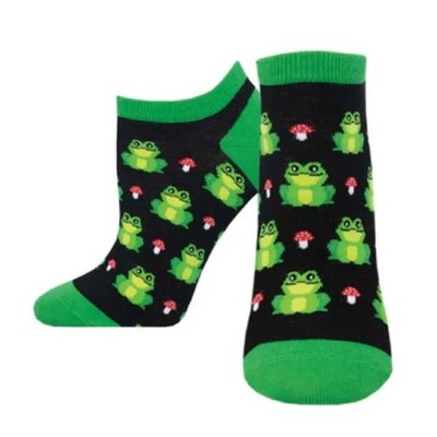 Socksmith Toadstool Peds Socks, Green/Black,S/M, NWT     PLUS Bonus  