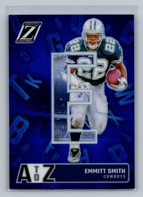 Emmitt Smith 2024 Panini Zenith #5 A to Z Blue #/25