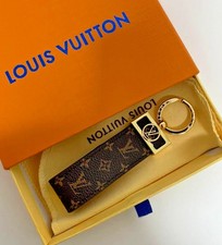 Louis Vuitton LV Brown Gold Monogram Dragonne Key Holder Leather Keychain.,