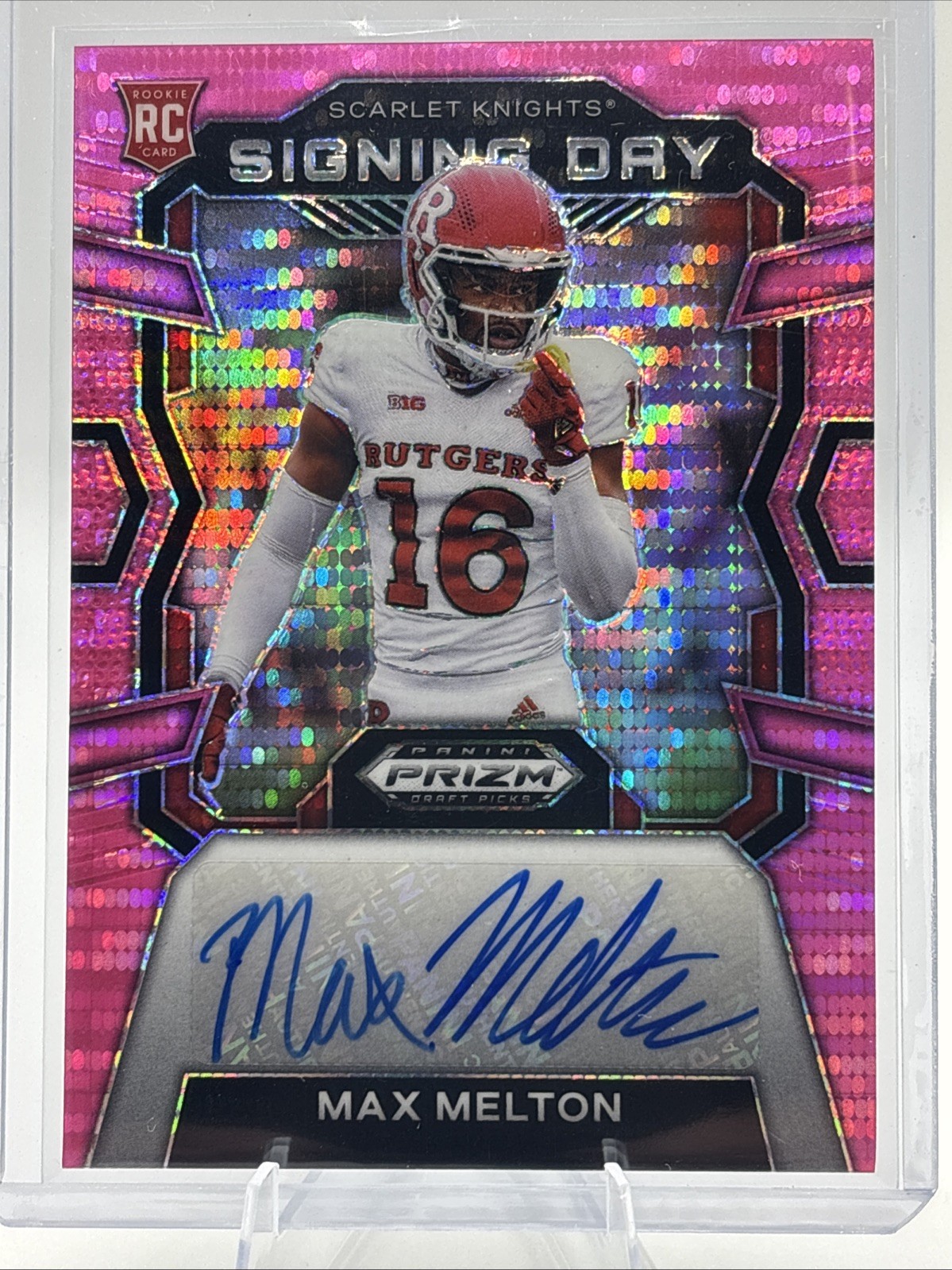 Max Melton Panini Prizm Draft Picks Signing Day #SDMMN Neon Pink Pulsar