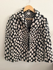 Chicos Black Cream Print Women Size M Blazer One Hook Closure Lined Career
