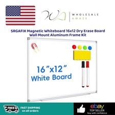 SRGAFIX Magnetic Whiteboard 16x12 Dry Erase Board Wall Mount Aluminum Frame Kit