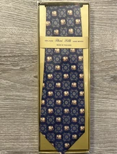 Trade Mark Mens Blue Elephant Mens Neck Tie 100% Thai Silk hand woven 