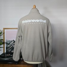ThisIsNeverThat Men's INTL. Zip Up Fleece Jacket in Beige Size Small Oi Polloi