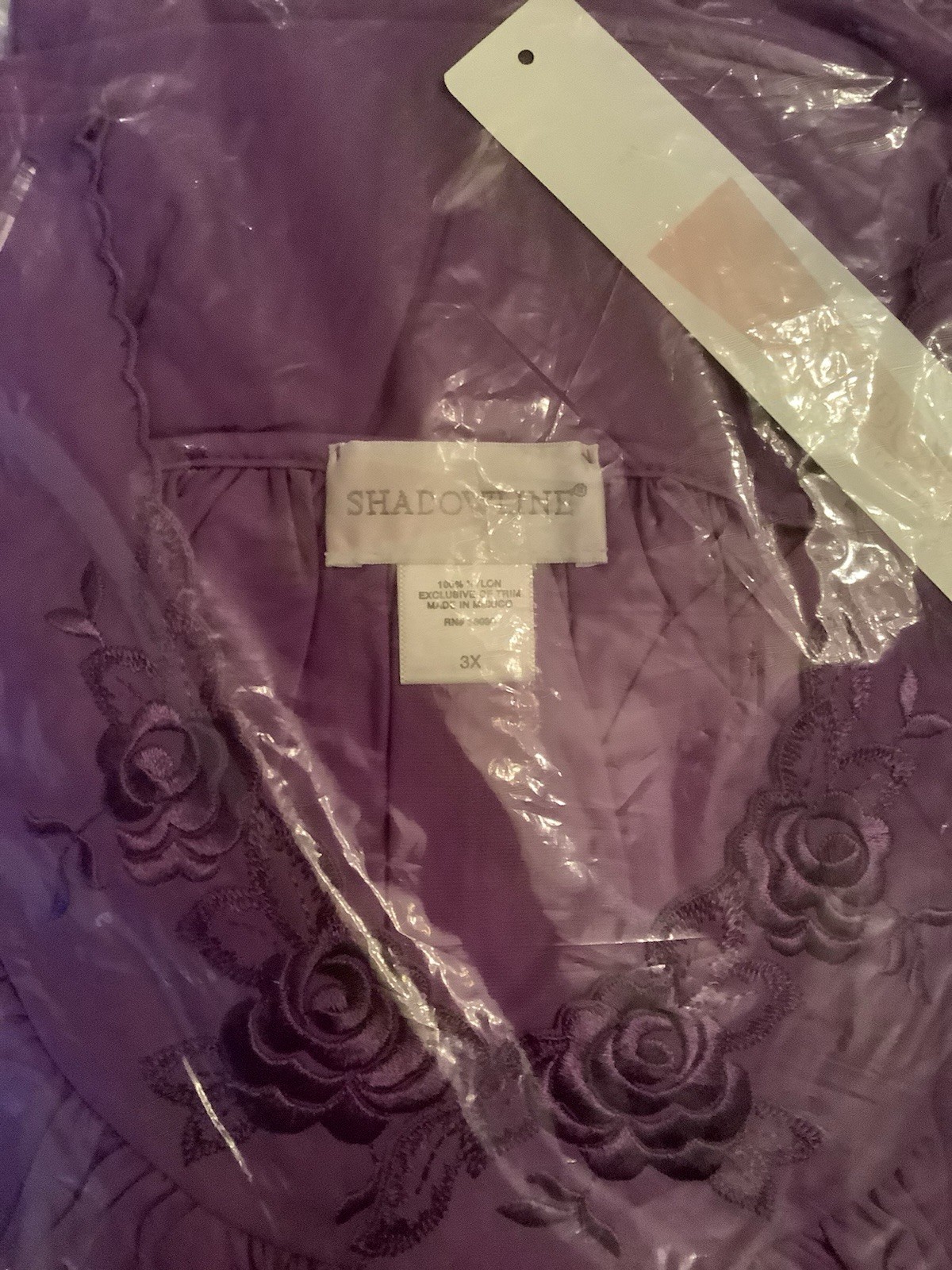 New With Tags ShadowLine Purple 3X  Floral DesignTrim Nightgown FREE SHIPPING