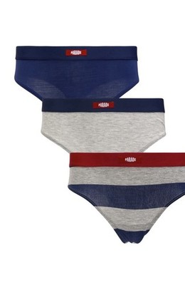 Parade 3 Pack Thong Underwear 2XL NWT Modal Stretch Stripe Blue Red Gray 