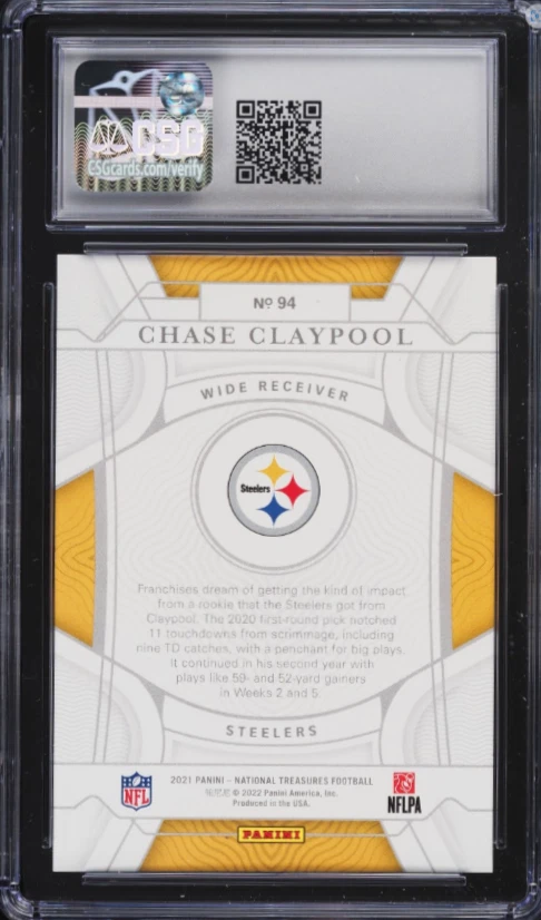 2021 Panini National Treasures CHASE CLAYPOOL /20 Midnight #94 CSG 9 Mint - Image 2 of 2