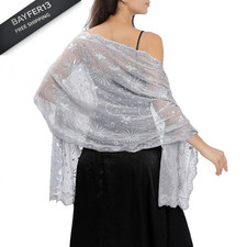 Ladiery Sequin Stars Moons Shawls and Wraps for 190 60 CM/75 24 INCH, Silver