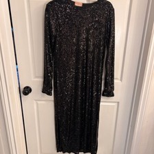Show Me Your Mumu Blk Sequin Midi Dress S