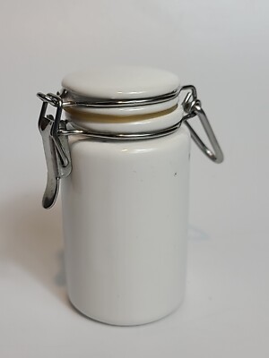 Ceramic Airtight Canister Small White Round With Locking Lid