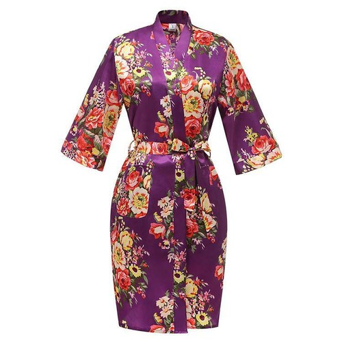 S-3XL Women's Floral Rayon Yukata Japanese Style Kimono Bath And Sleep Wear Robe - Picture 29 of 31