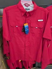 Habit Men Small UPF40 Short Sleeve River Shirt Vented Fishing Brick Red AM23