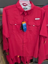 Habit Men Small UPF40+ Short Sleeve River Shirt Vented Fishing Brick Red AM23