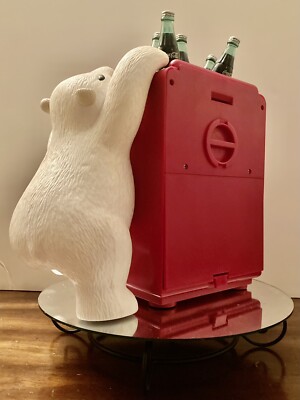 VINTAGE COCA COLA BANK / ALARM CLOCK WITH CLIMBING POLAR BEAR