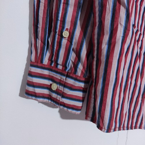 Camisa Ralph Lauren Chaps Rosa Rayas Grande Retro Manga Larga Para Hombre Informal De Colección - Imagen 11 de 13