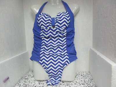Adore Me Women's Christa Push Up Swimsuit Purple/White Striped Size OX New