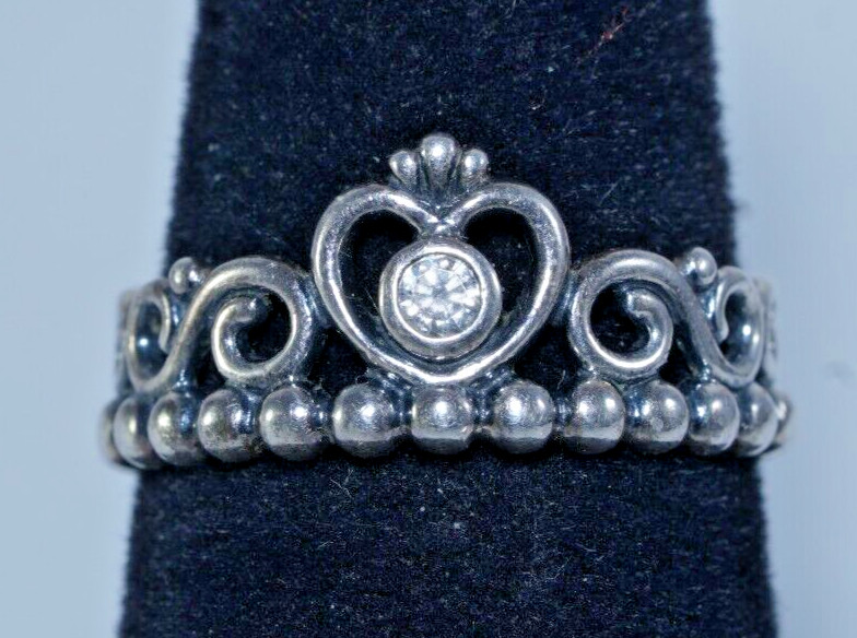Sterling Silver Tiara Ring With Clear CZ Crystal – Sizes J To U, Princess Style, New With Tags