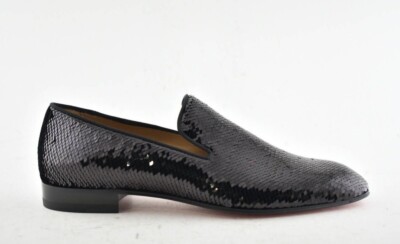 Christian Louboutin Mens Dandelion Flat Black Paillette Scallops