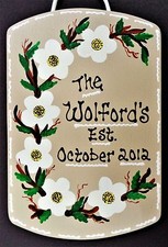 Floral PERSONALIZED Name/Est. Date FAMILY SIGN Door Wall Hanger Wood Plaque