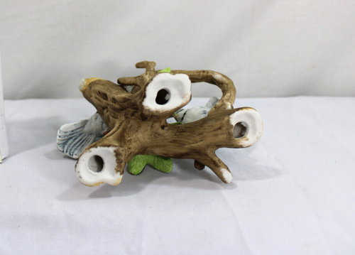 VINTAGE J. BYRON FIGURINE 1980'S PORCELAIN ~MOTHER & BABY BLUE JAY~ BEAUTIFUL - Picture 7 of 10