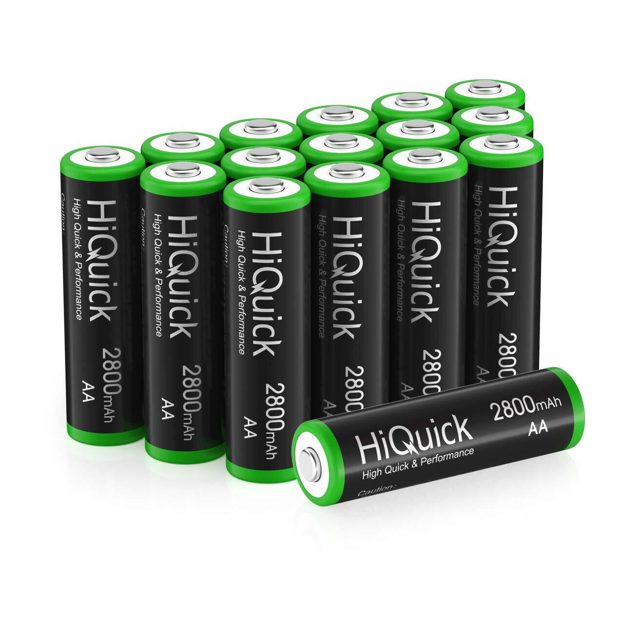AA Rechargeable batteries 2800mAh - High Capacity Performance 16 Pcs Recharge...-image