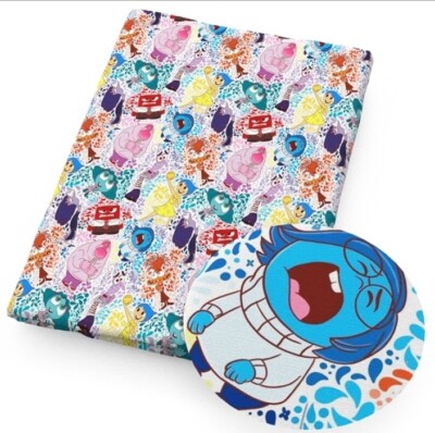 Movie FAUX LEATHER SHEET 8'' X 12'' 1266090 cartoon Inside Out Smooth Texture