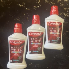 3 Colgate Optic White Whitening Mouthwash Icy Fresh Mint 16 oz Oral Hygiene