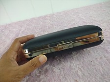 GIORGIO ARMANI Black Gold Cosmetic Perfume Case Vanity Hard Shell Clutch Purse