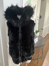 Jocelyn Hooded Women’s Faux Fur Bomber Vest Large