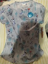 Olaf Cherokee Scrubs Tooniforms Disney Frozen V Neck Top New P1
