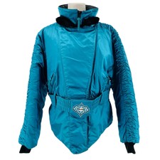 Polaris Vintage 80s Aqua Insulated Puff Outdoor Winter Ski Snow Mobile Jacket L