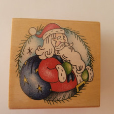 Santa In The Round Mounted Rubber Stamp