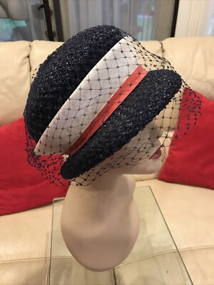 VINTAGE RED WHITE BLUE STRAW HAT UNION MADE PATRIOTIC PARADE CLASSIC RARE  GATSBY