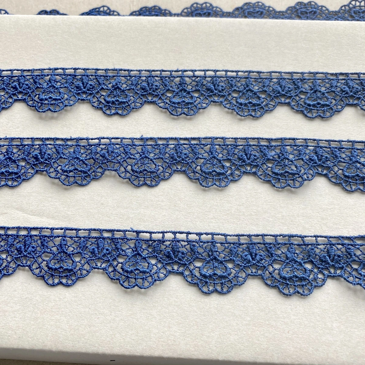 2 Yards Navy Blue Embroidered Ribbon Lace Trim/Sewing/Crafts/Bridal/3/4Wide