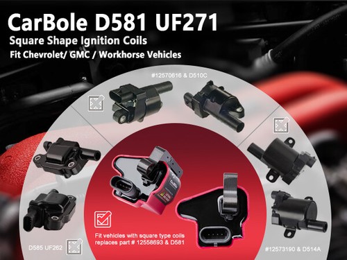 8PACK D581 Square Ignition Coils & Spark Plug For Chevy GMC 4.8/5.3/6.0L UF271 - Picture 7 of 12