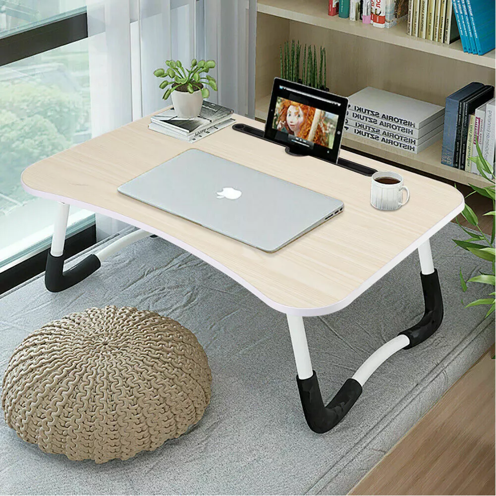 Folding Bed Table Sofa Work Stand Study Eating Desk Anti Slip with
